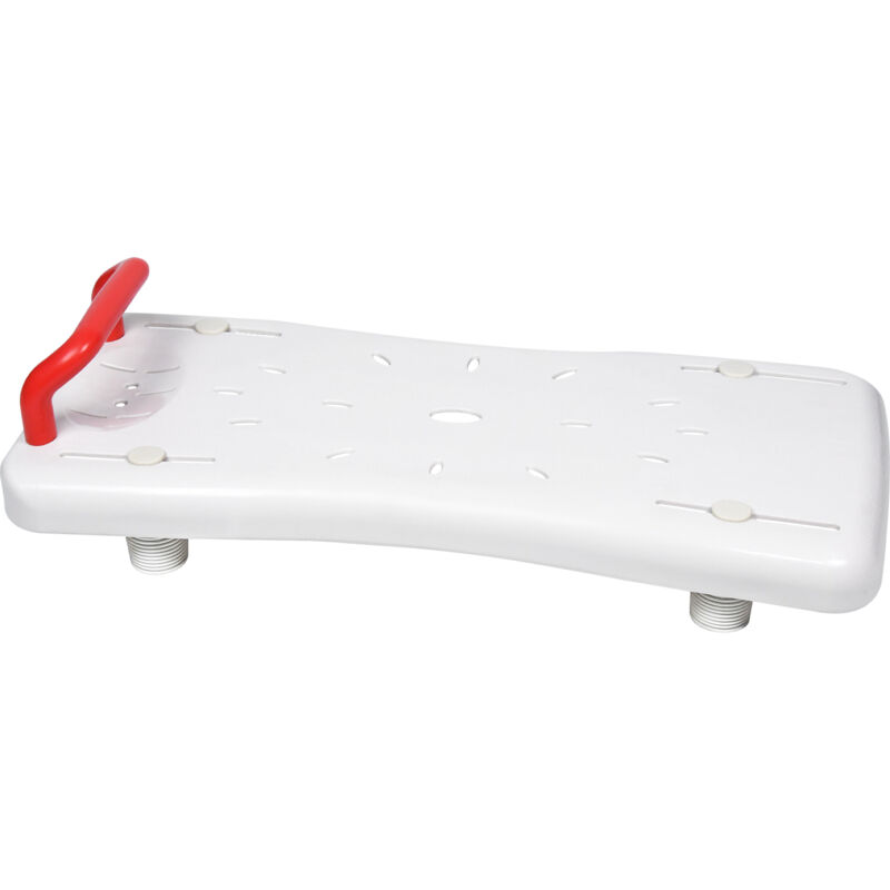foto del prodotto sedile da bagno lunga 70 cm, sedia da bagno per anziani con piano seduta, portasapone e maniglia, sedia per il bagno maniglia rossa aufun