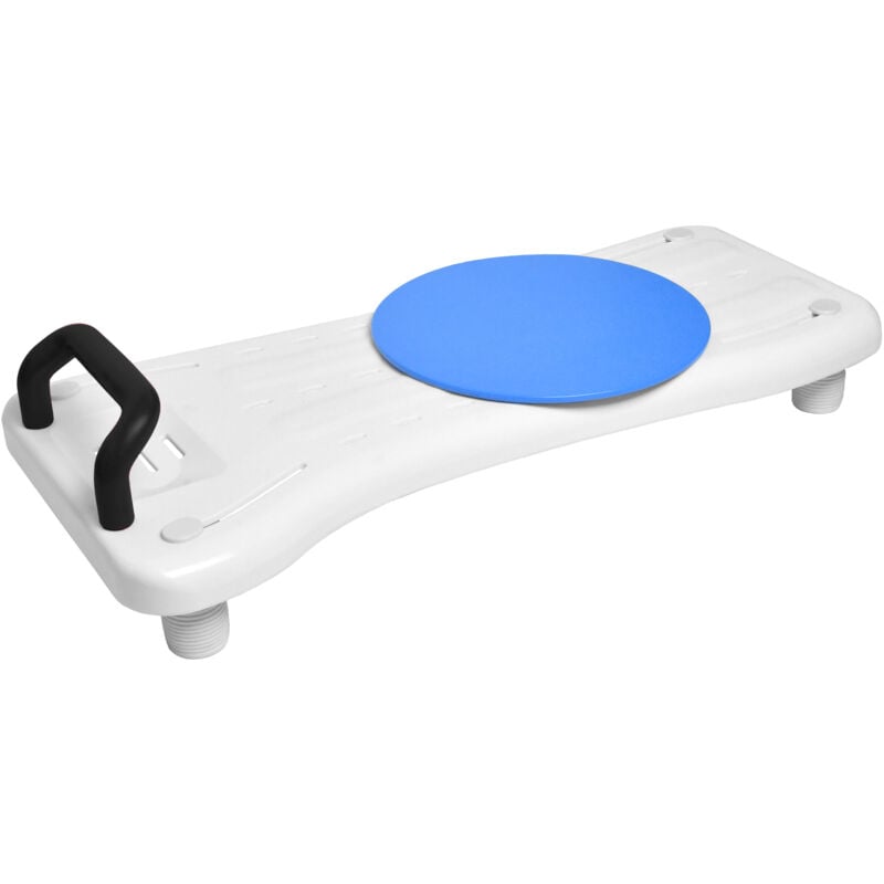 foto del prodotto sedile da bagno lunga circa 75 cm, sedia da bagno per adulti e anziani con piano seduta, portasapone, piattaforma girevole e maniglia, sedia per il