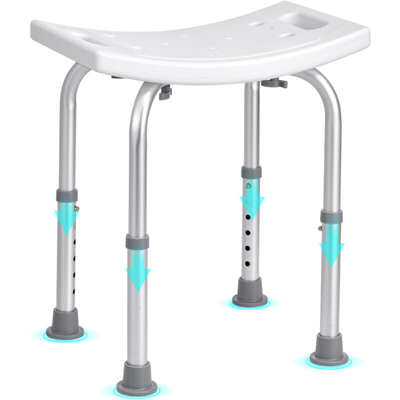 foto del prodotto sedile per doccia antiscivolo altezza regolabile 360 485mm,sgabello per doccia carico max. 158,8kg,sedia per doccia in alluminio pe, sgabello da