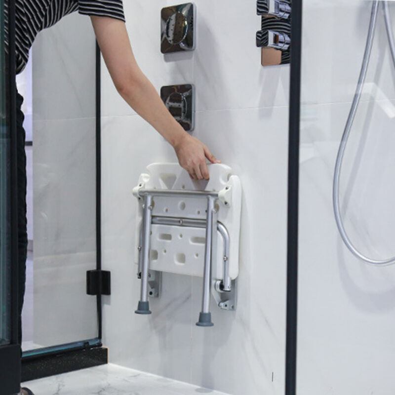 foto del prodotto sedile per doccia zoternen, panca pieghevole per doccia, sedile per vasca da bagno a parete, con piedini antiscivolo, fori di drenaggio, fessura per la testa, per anziani disabili