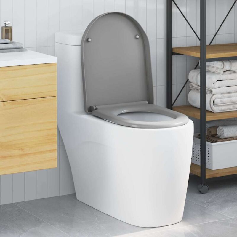 foto del prodotto sedile per toilette con rilascio rapido e soft close duroplast grigio di vidaxl
