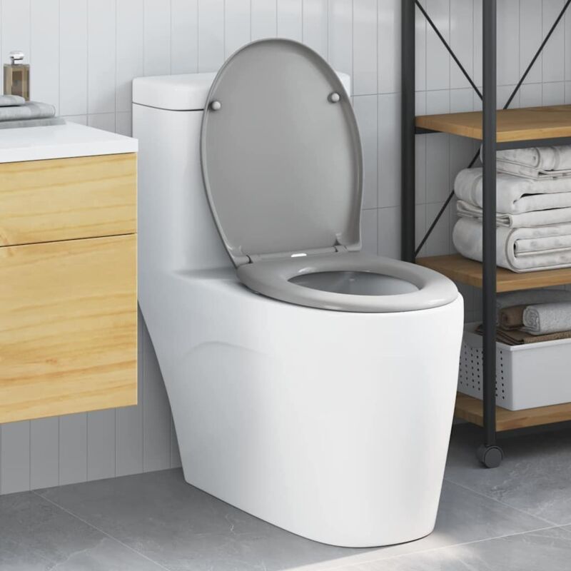 foto del prodotto sedile per wc a rilascio rapido con chiusura morbida in duroplast grigio vidaxl