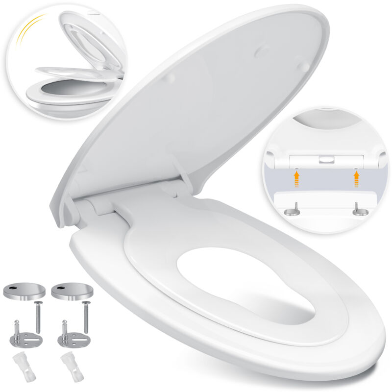 foto del prodotto sedile per wc con chiusura ammortizzata coperchio per wc con funzione di sgancio rapido e chiusura ammortizzata facile installazione coperchio per