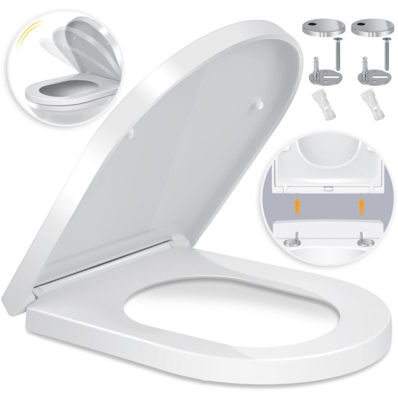foto del prodotto sedile per wc con chiusura ammortizzata coperchio per wc con funzione di sgancio rapido e chiusura ammortizzata facile installazione coperchio per