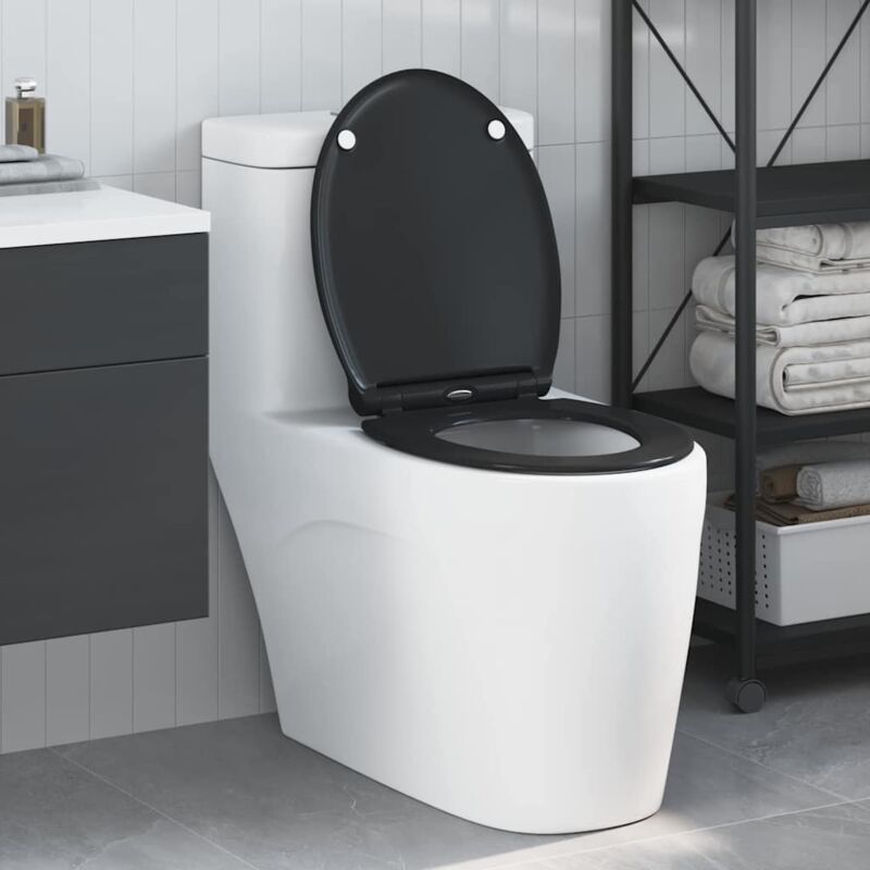 foto del prodotto sedile per wc con rilascio rapido e chiusura morbida in duroplast nero vidaxl