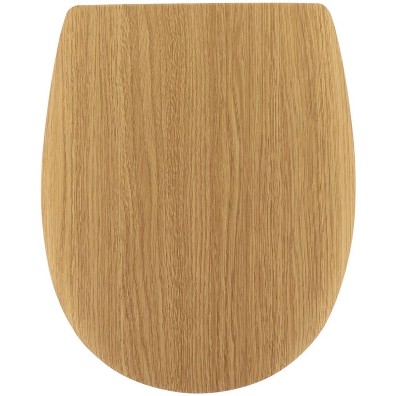 foto del prodotto sedile per wc in legno sagomato da 18 pollici con chiusure in acciaio inox aspetto quercia tendance