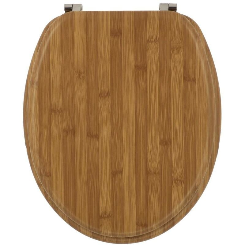 foto del prodotto sedile per wc in legno sagomato da 18 pollici con fissaggi in acciaio inox aspetto bamb tendance