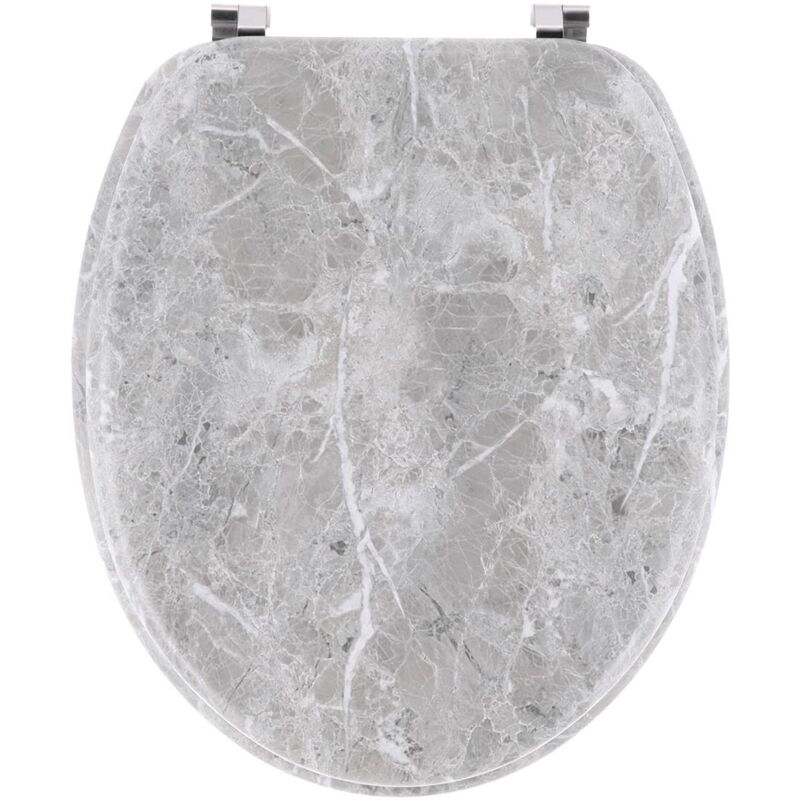 foto del prodotto sedile per wc in legno sagomato da 18 pollici con fissaggi in acciaio inox aspetto marmo tendance