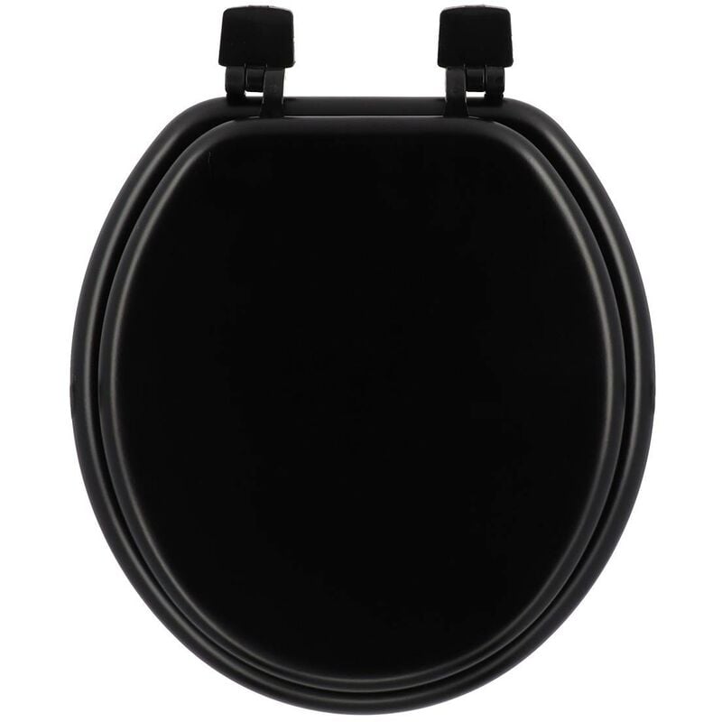 foto del prodotto sedile per wc in mdf da 17 pollici con fissaggi in plastica nero tendance