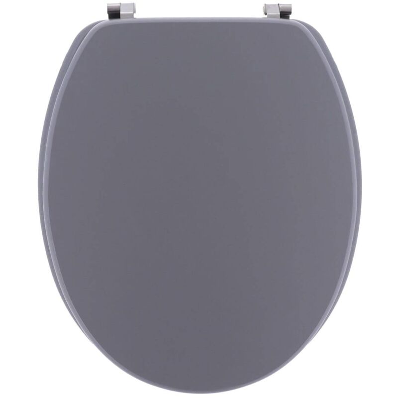 foto del prodotto sedile per wc in mdf da 18 pollici con elementi di fissaggio in acciaio inox grigio tendance