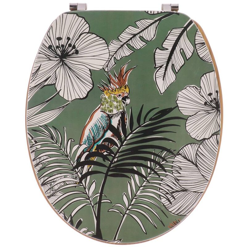 immagine 0 del prodotto sedile per wc in mdf da 18 pollici con rivestimento stampato e sedile in bamb con chiusure in acciaio inox jungle fever khaki tendance