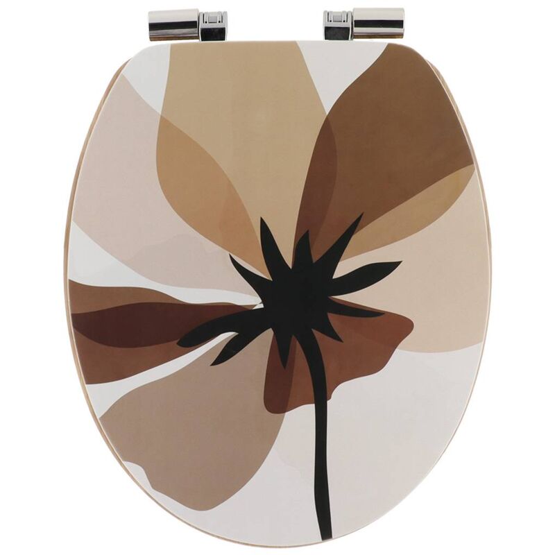 foto del prodotto sedile per wc in mdf da 18 pollici design del coperchio stampato sedile imitazione bamb freno a caduta cromo semplicit naturale tendance