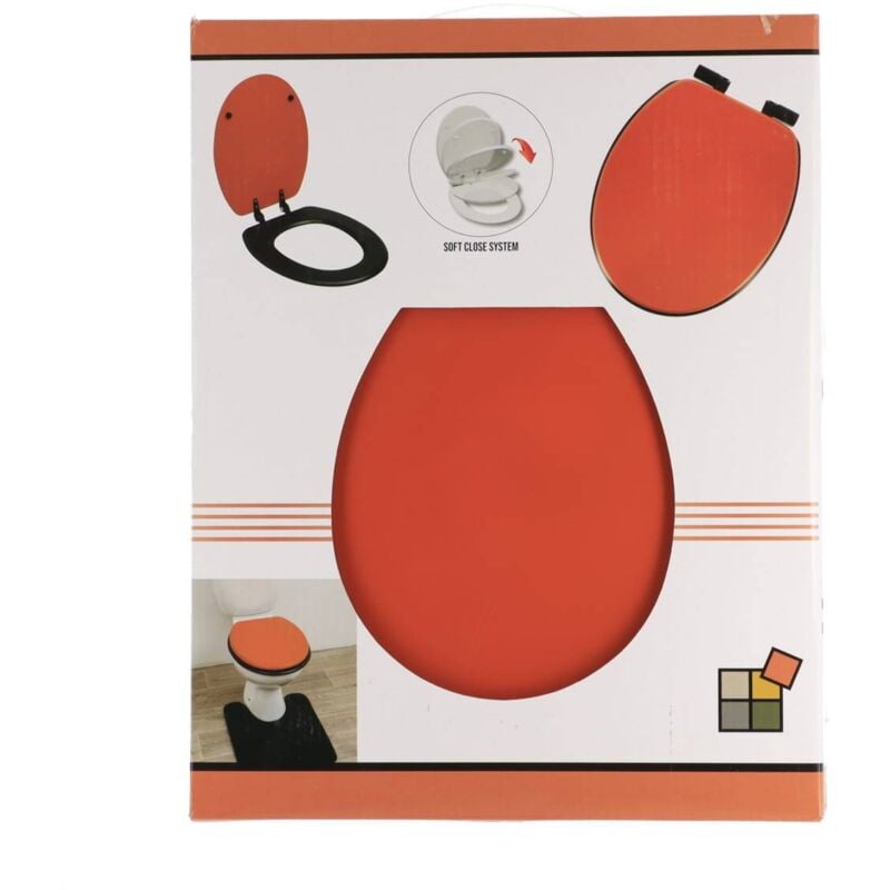 foto del prodotto sedile per wc in mdf da 18 pollici nero fissaggio in abs nero anticaduta terre de sienne nero tendance