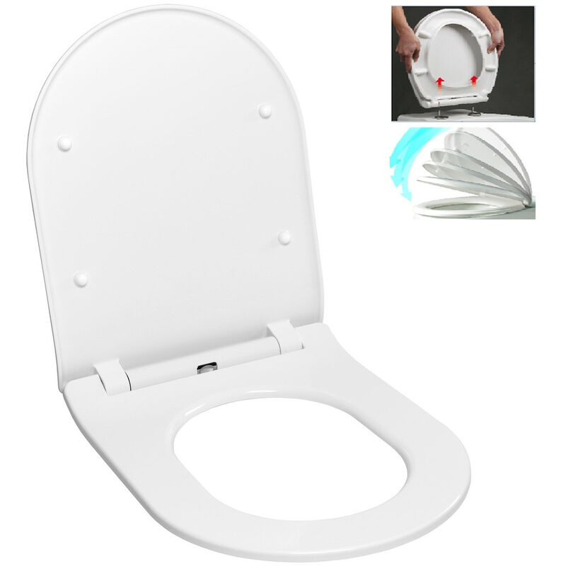 foto del prodotto sedile ultra sottile, chiusura ammortizzata softclose adattabile alla maggior parte delle ciotole, bianco easyslim44 idevit