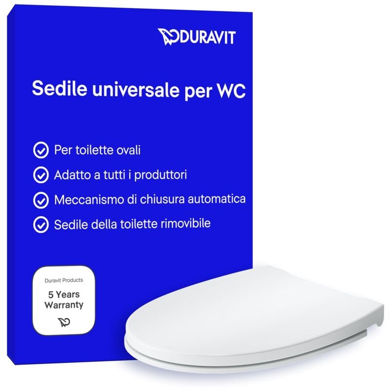 foto del prodotto sedile univavo, sedile wc universale ovale, sedile della toilette con doppio meccanismo a chiusura rallentata, tavoletta wc sgancio rapido per una