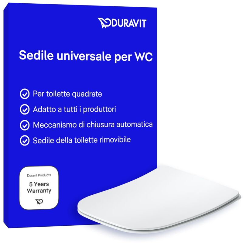foto del prodotto sedile univavo, sedile wc universale ovale, sedile della toilette con doppio meccanismo a chiusura rallentata, tavoletta wc sgancio rapido per una