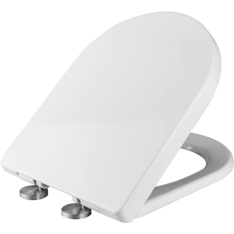 foto del prodotto sedile wc a v, sedile wc con chiusura ammortizzata, sedile wc universale, bianco, larghezza 370 mm, lunghezza 450 mm 490 mm