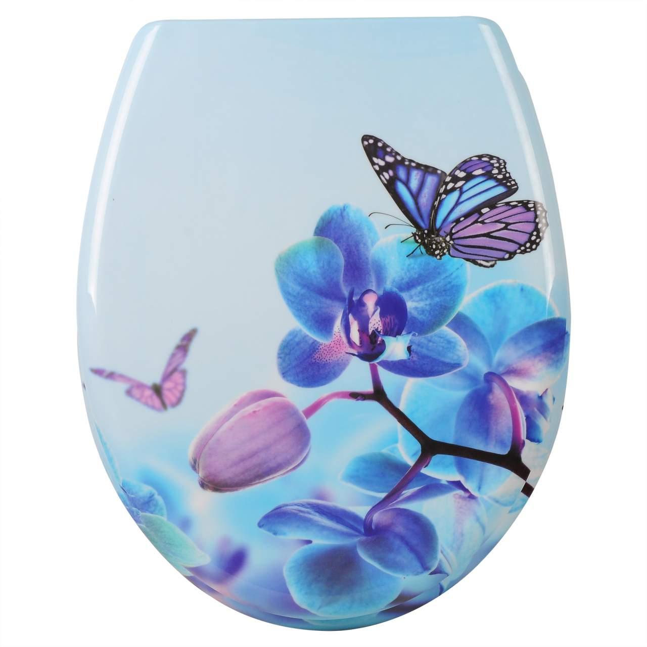 foto del prodotto sedile wc con abbassamento automatico in duroplastico disegno farfalla viola 19 0000694