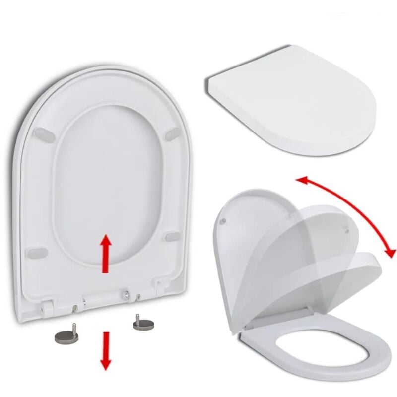 foto del prodotto sedile wc con chiusura ammortizzata e sgancio rapido quadrato bianco
