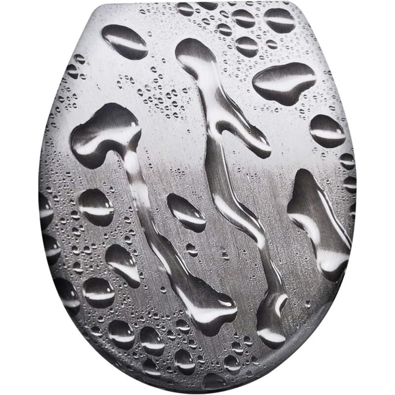 foto del prodotto sedile wc con meccanismo soft close, coperchio wc, sedile wc in plastica dura, coperchio wc antibatterico in duroplast, misura universale gocce