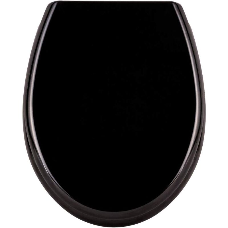 foto del prodotto sedile wc con meccanismo soft close, coperchio wc, sedile wc in plastica dura, coperchio wc antibatterico in duroplast, misura universale nero .