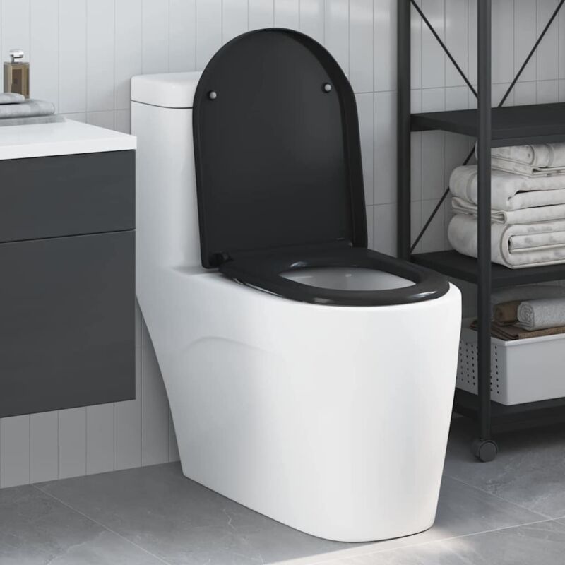 foto del prodotto sedile wc con rilascio rapido e chiusura morbida duroplast nero di vidaxl