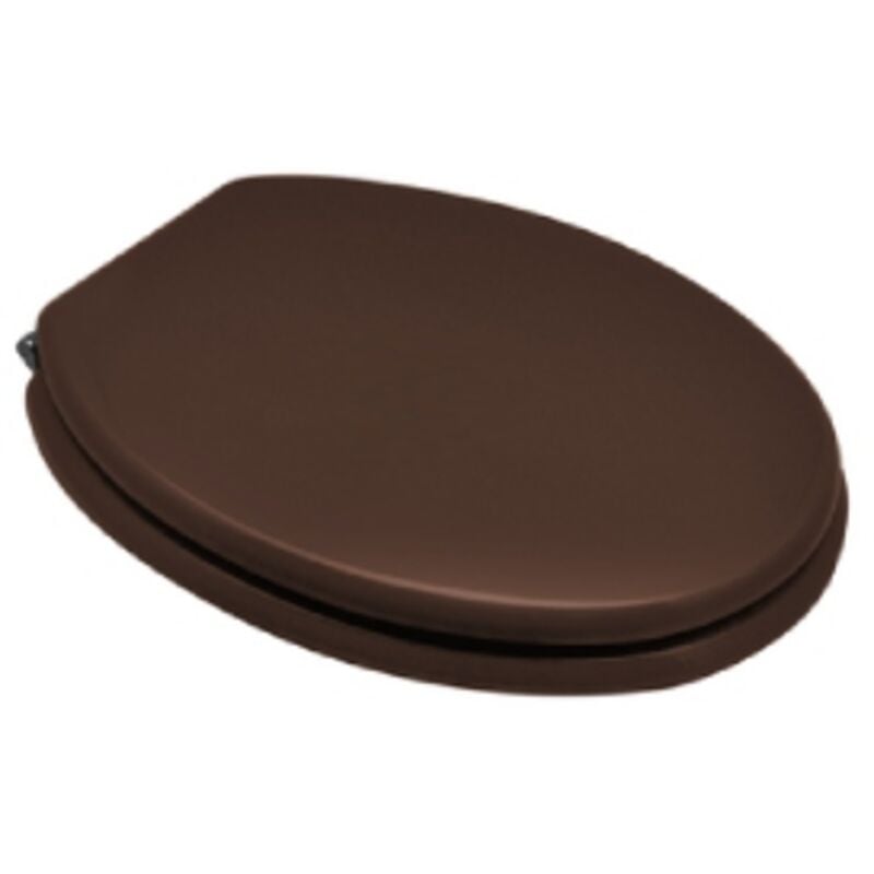 foto del prodotto sedile wc coprivaso universale mod. top 43 46x37 cm copriwater in legno colato noce pg lucido interasse 13,5 18 cm con cerniere regolabili noce pg