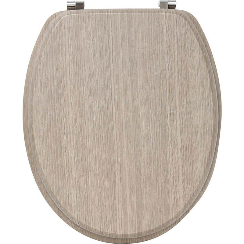 foto del prodotto sedile wc da 18 pollici con elementi di fissaggio in acciaio inox 4 lati stampati in mdf effetto rovere chiaro tendance