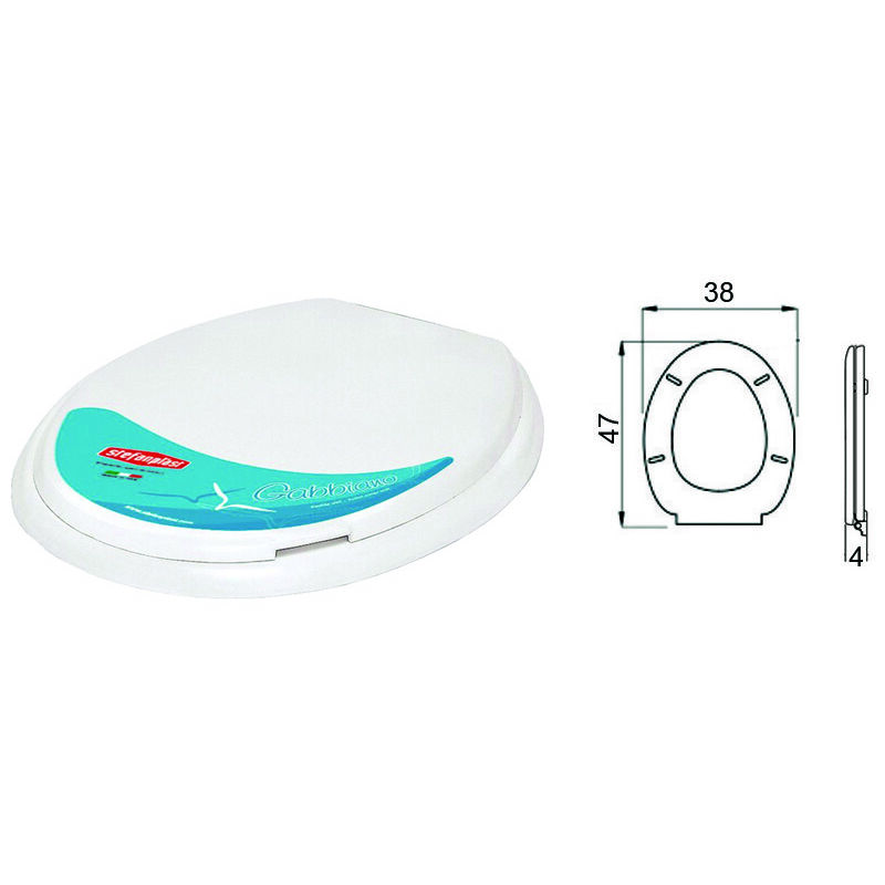 foto del prodotto sedile wc gabbiano in polipropilene bianco cm.47x38x4h.