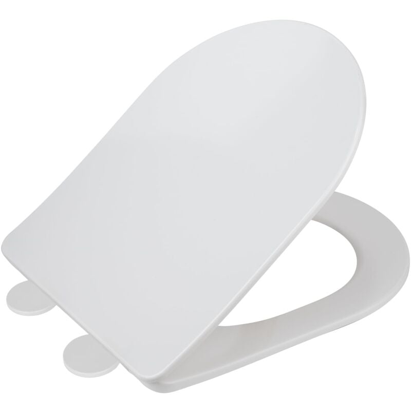 foto del prodotto sedile wc galati, sedile wc piatto a forma di d con meccanismo di chiusura ammortizzata, in duroplast, fissaggio con fix-clip, bianco opaco