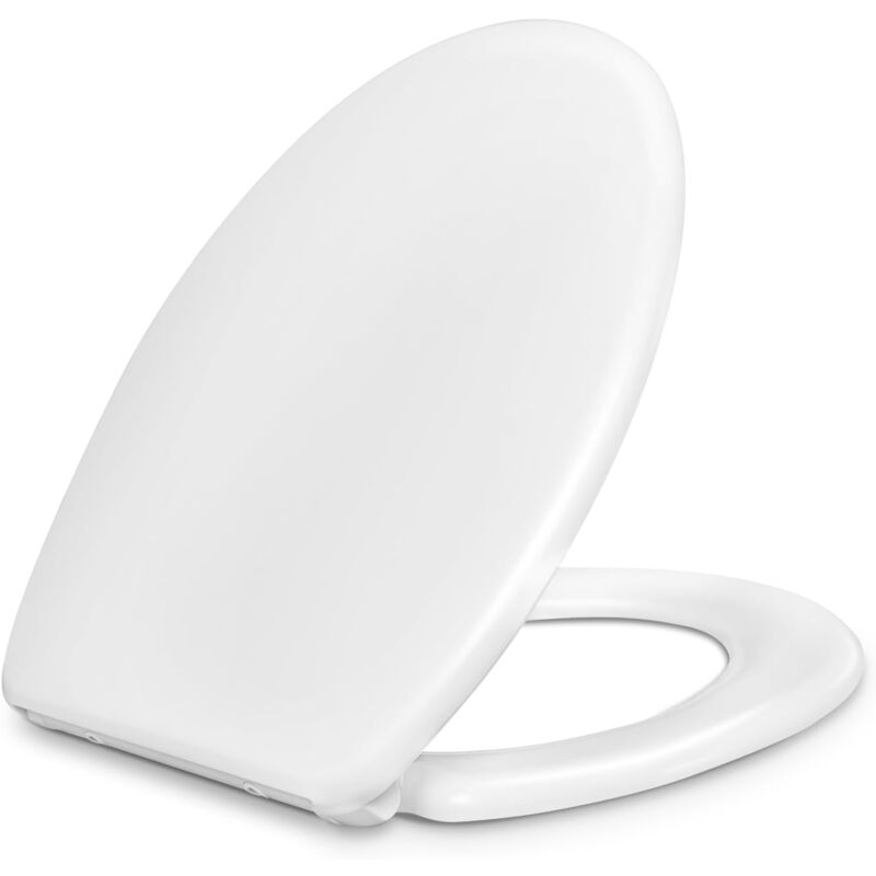 foto del prodotto sedile wc in legno, forma di o, bianco woltu