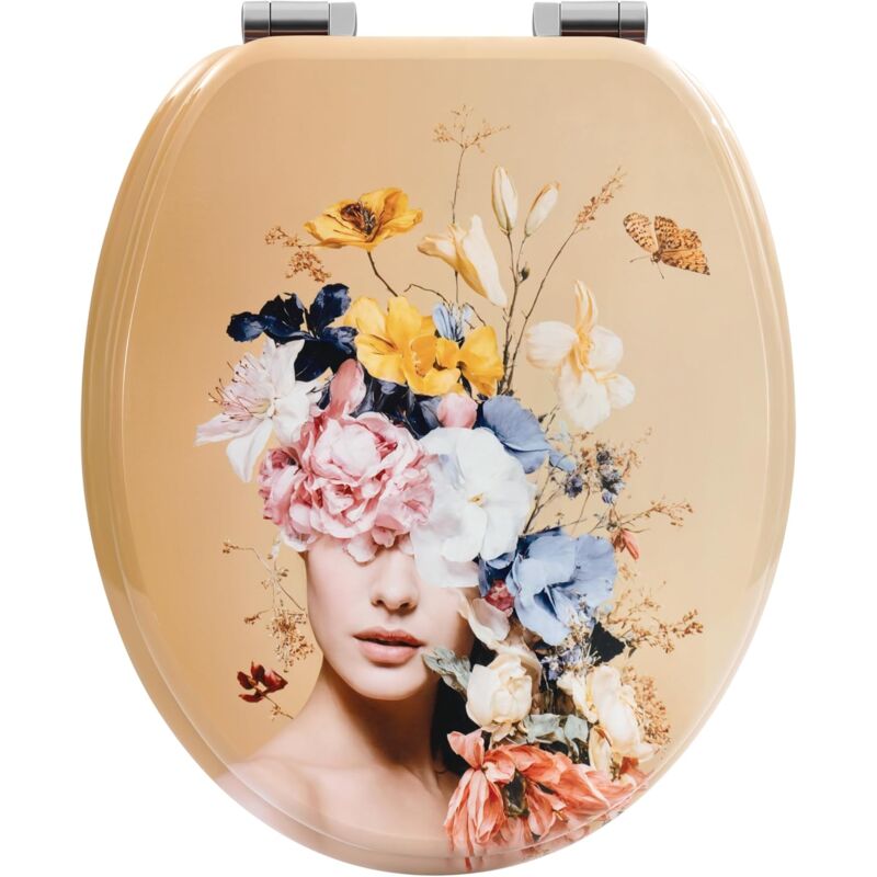 foto del prodotto sedile wc in legno, forma di o, dea dei fiori - woltu