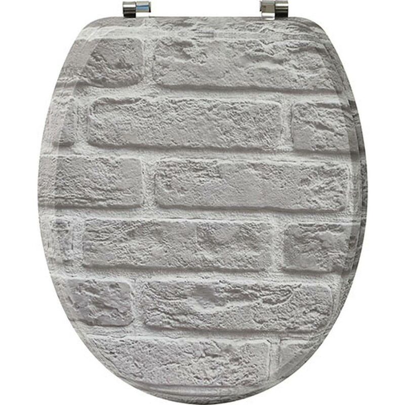 foto del prodotto sedile wc in mdf da 18 pollici con elementi di fissaggio in acciaio inossidabile 3 lati stampati effetto mattone tendance