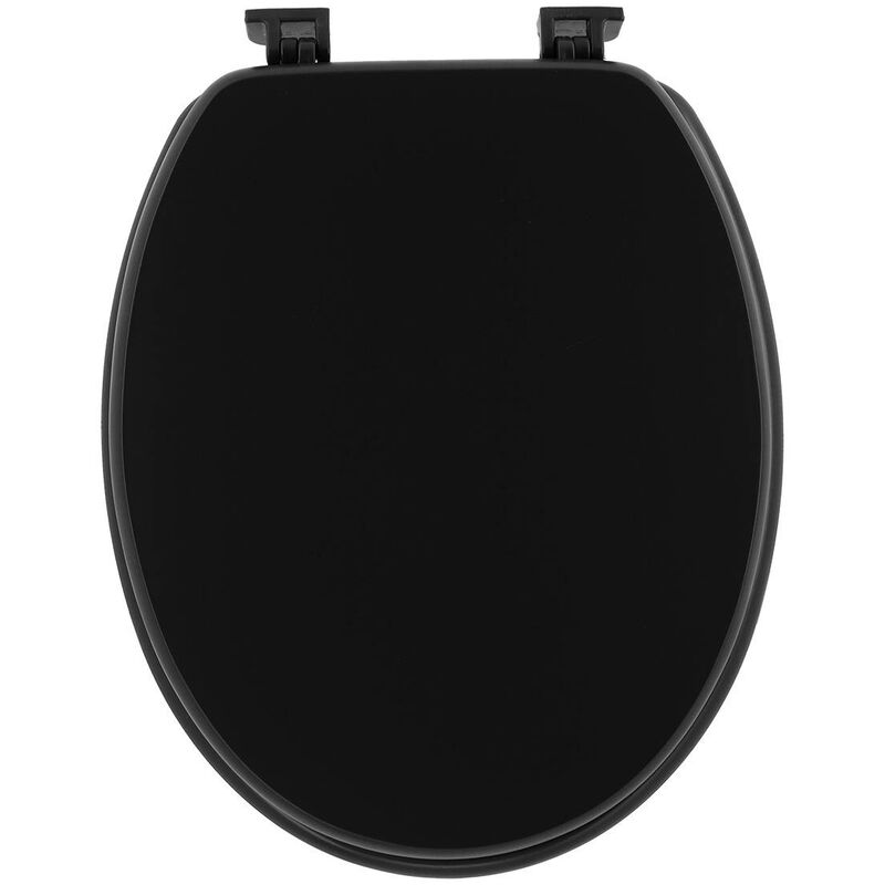 foto del prodotto sedile wc in mdf da 18 pollici con elementi di fissaggio in plastica nero opaco tendance