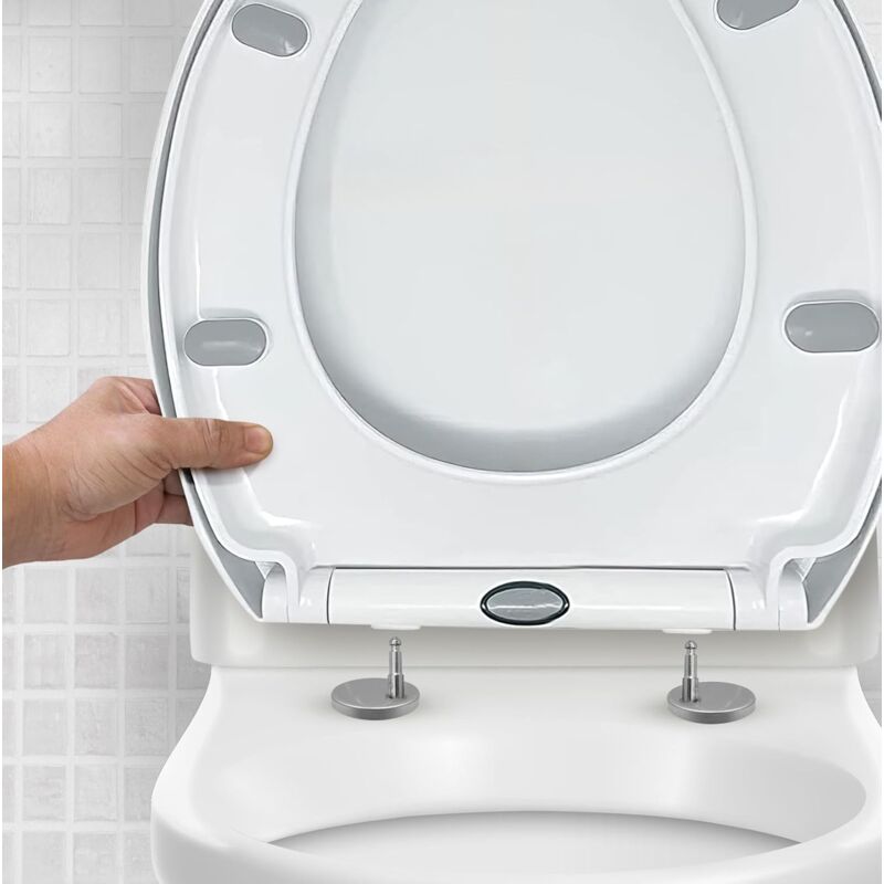 foto del prodotto sedile wc ovale con chiusura ammortizzata sedile wc a sgancio rapido sedile wc con chiusura ammortizzata a forma di o sedile wc con chiusura