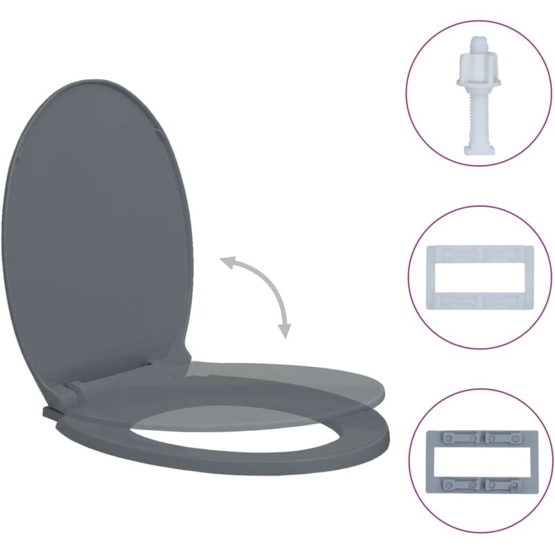 foto del prodotto sedile wc ovale grigio con chiusura ammortizzata