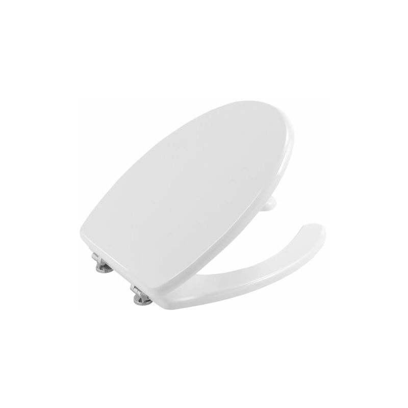 foto del prodotto sedile wc per disabili cm 41 46 x 38 mdf laccato bianco cerniere da 11 a 21 cm.