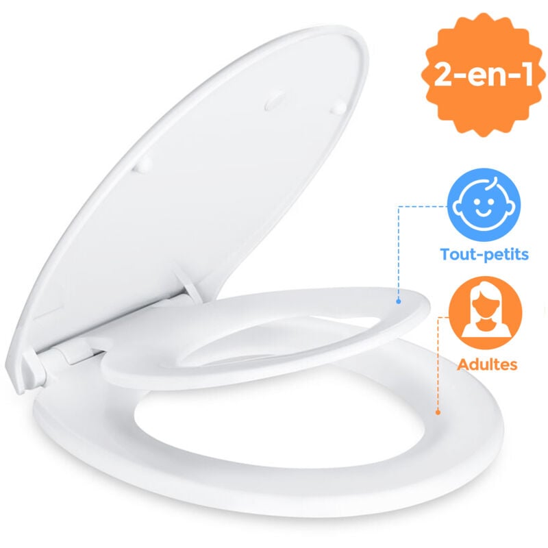 foto del prodotto sedile wc per famiglie sdlogal sedile wc con seggiolino magnetico per bambini, 46x37 cm forma a o, freno anticaduta e cerniera regolabile, sedile wc