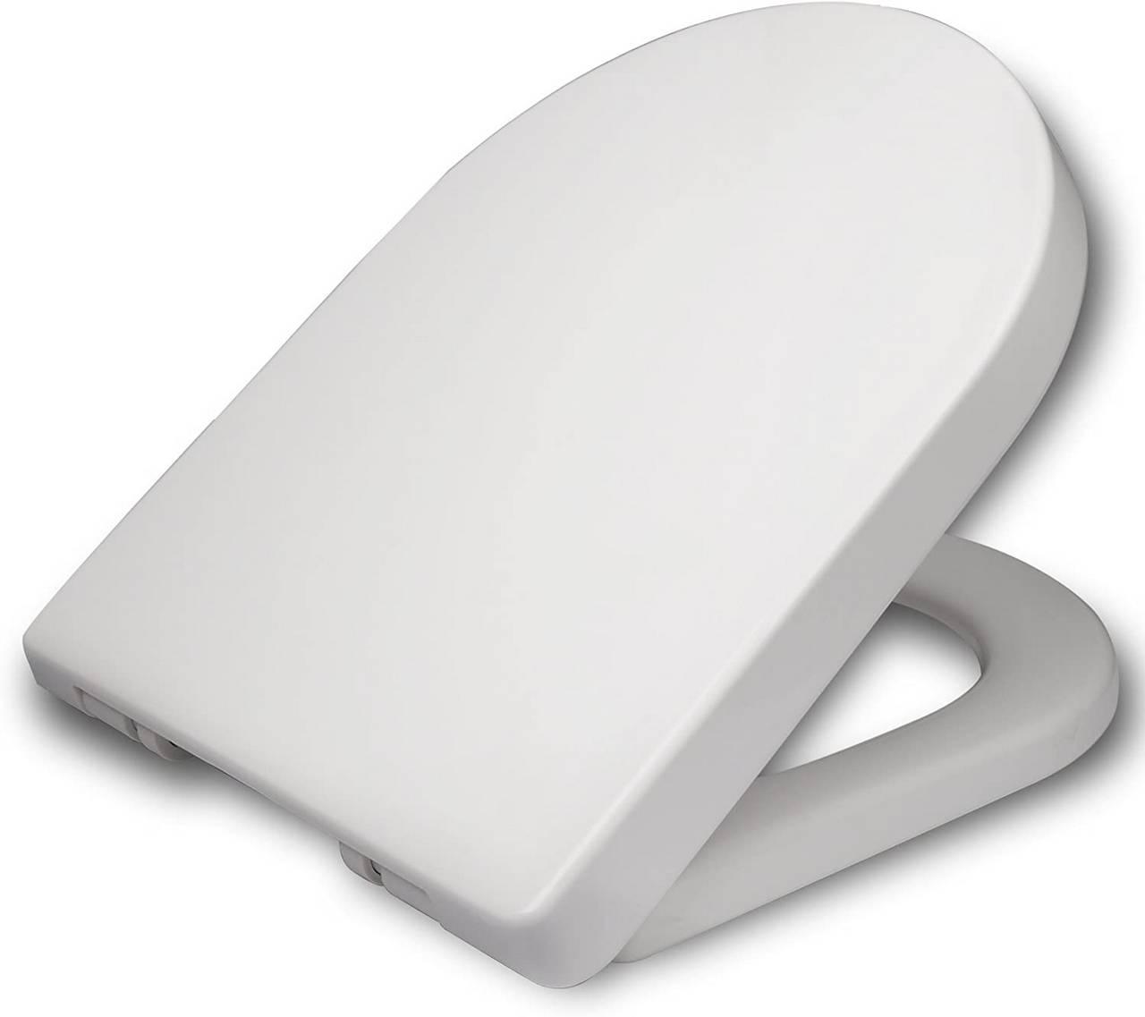 foto del prodotto sedile wc sedile wc a forma di d con chiusura ammortizzata per bagno di famiglia bianco 19 0000736