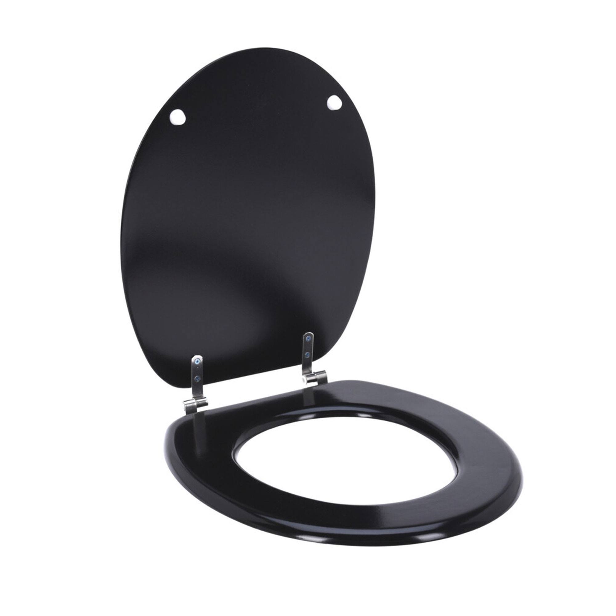 foto del prodotto sedile wc well home in mdf con coperchio e cerniere in acciaio inossidabile, nero 37,5x5x45 cm