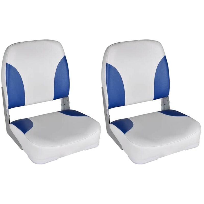 foto del prodotto sedili per barca 2 pz pieghevoli cuscino blu bianco 41x36x48 cm vidaxl