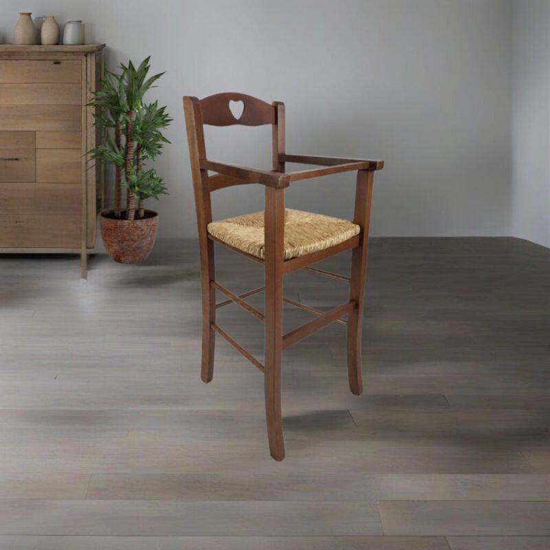 foto del prodotto sediolone bimbo in legno noce e seduta paglia 708