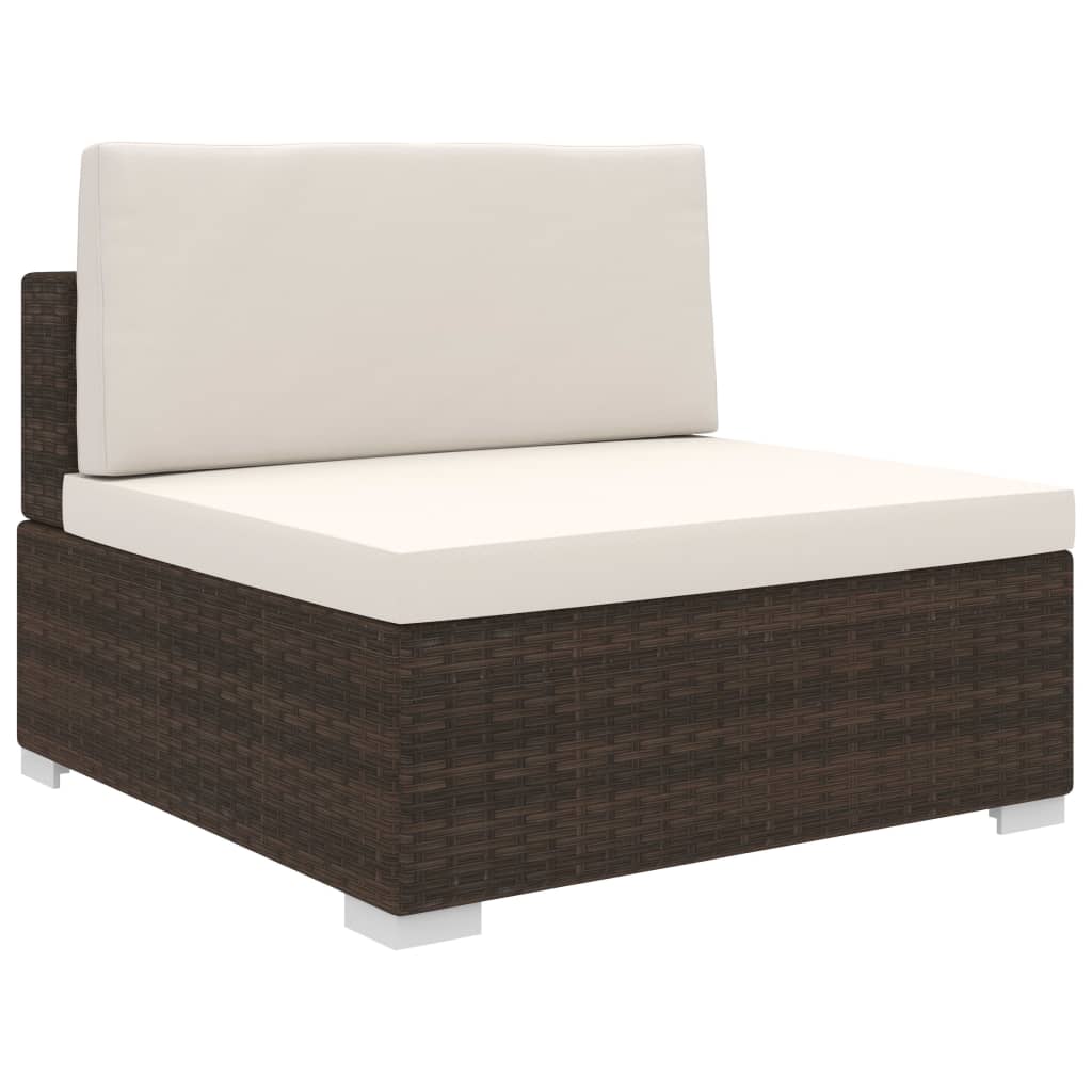 foto del prodotto seduta centrale modulare 1 pz con cuscini in polyrattan marrone cod mxl 78128