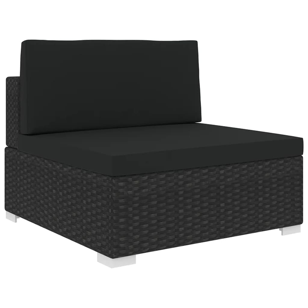 foto del prodotto seduta centrale modulare 1 pz con cuscini in polyrattan nero cod mxl 60977