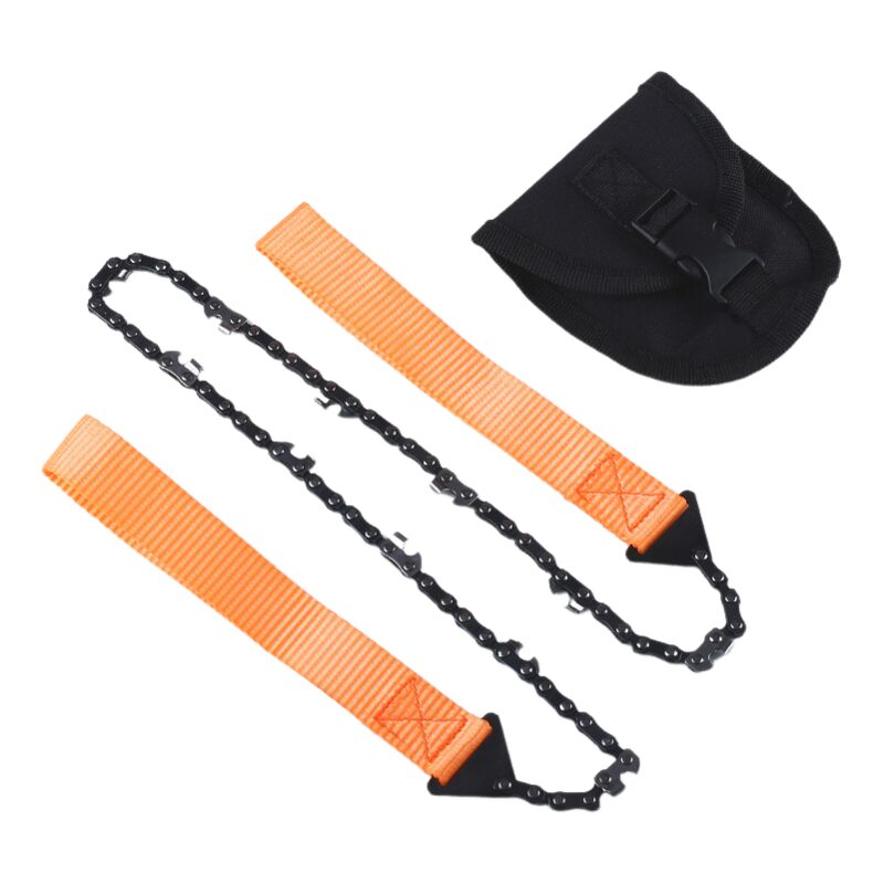 foto del prodotto sega a mano a catena, sega a catena portatile, sega a mano a catena pieghevole, sega a borsa di sopravvivenza, sega a catena manuale, 11 denti, per