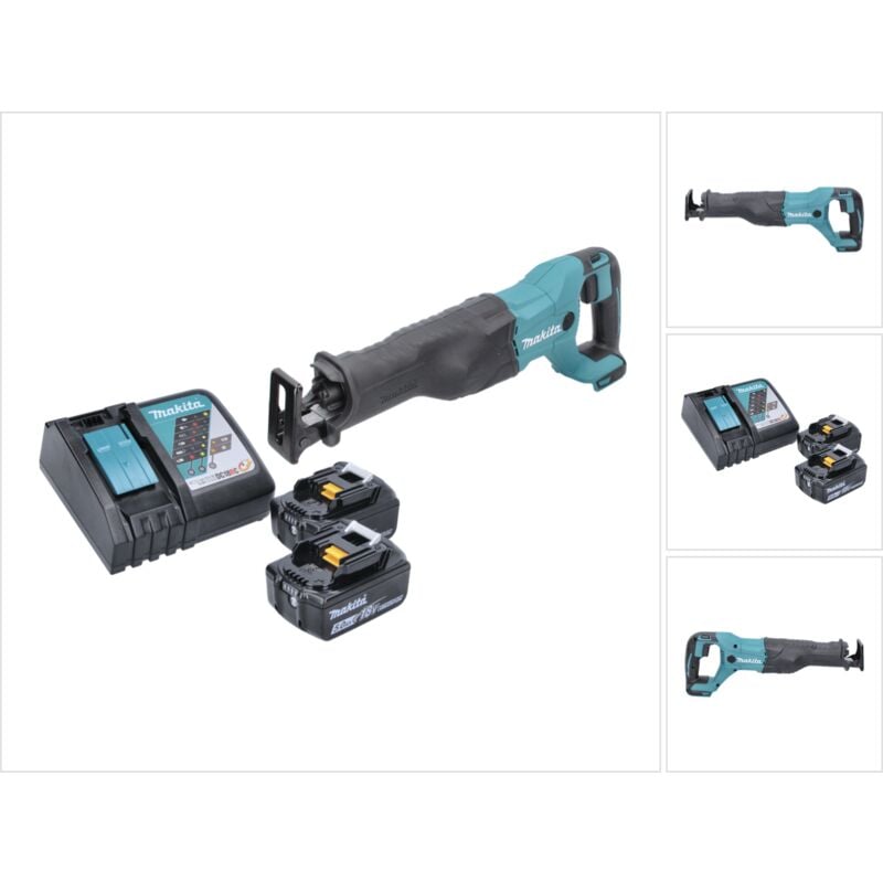 foto del prodotto sega a nastro a batteria makita djr 186 rt 18 v + 2 batterie da 5,0 ah + caricabatterie