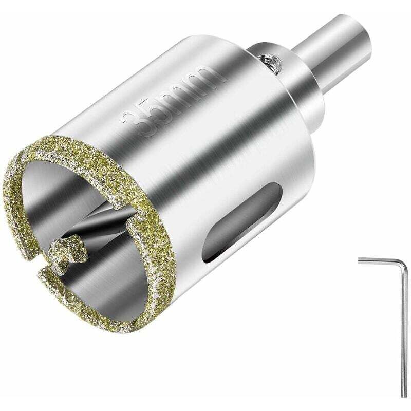 foto del prodotto sega a tazza diamantata da 35 mm punta da trapano diamantata con punta guida centrale sega a tazza per piastrelle con rivestimento superficiale