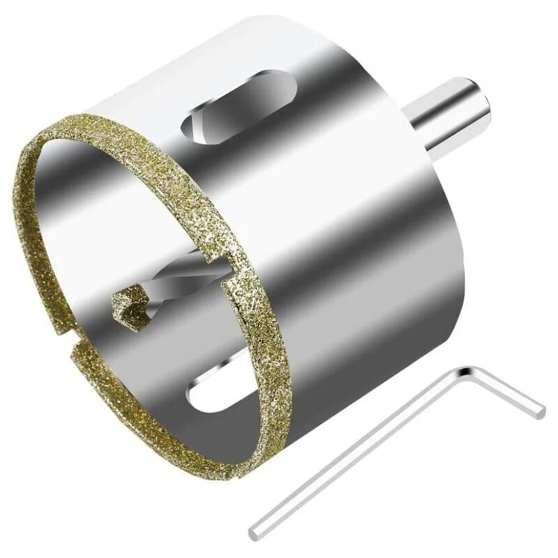 foto del prodotto sega a tazza diamantata da 68 mm con punta di guida di centraggio, sega a tazza diamantata per piastrelle, punta diamantata per vetro, piastrelle,