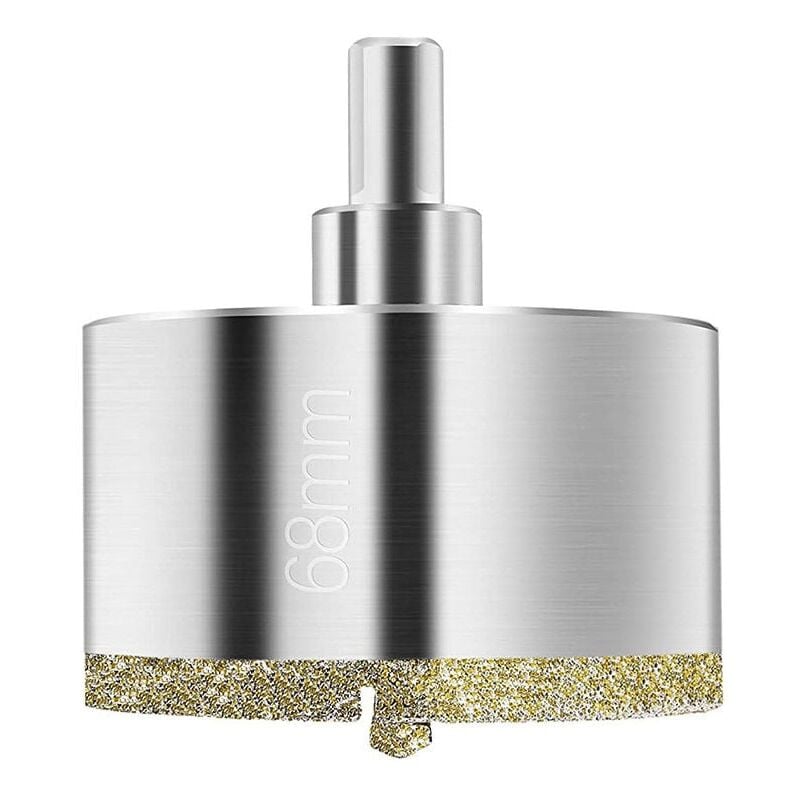 foto del prodotto sega a tazza diamantata da 68 mm, punta da trapano diamantata con guida centrale, sega a tazza per piastrelle con rivestimento superficiale