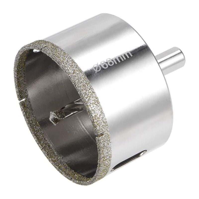 foto del prodotto sega a tazza diamantata da 68 mm sega a tazza con pilota centrale con rivestimento superficiale diamantato per il taglio di vetro, piastrelle,